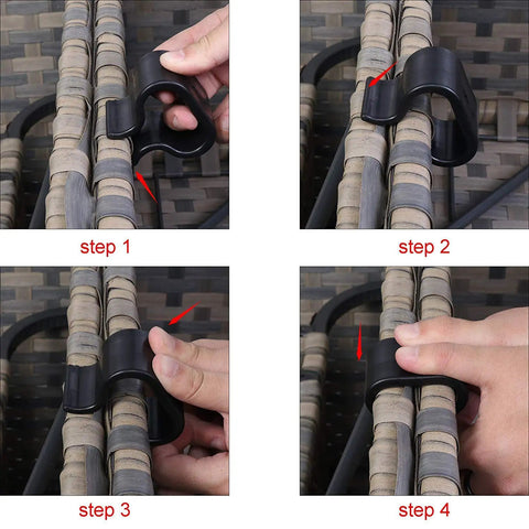 Steps to attach Outdoor Patio Furniture Alignment Clips Pack Of 10 Non Slip Rattan Sofa And Chair Fasteners 2.13 Inch Tubes