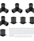 3-Way Right Angle Pergola Brackets Kit for 4x4 Posts, DIY Wood Stand Base with screws and anchors, outdoor use