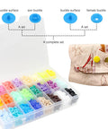 Complete Snap Button Kit With Pliers And Tools 360 T5 Plastic Snap Buttons In 24 Colors for fabric DIY with attached sample