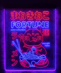 Maneki Neko Ramen Neon Sign With Dope Dual Color LED Lights, Japanese Anime Style 16x24 inches in red and blue glow