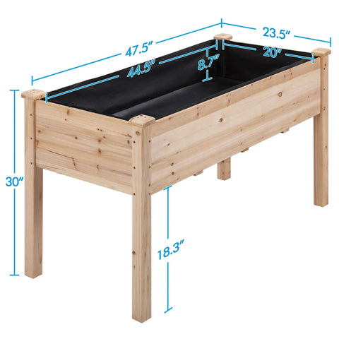 Front view of Two Piece Raised Garden Bed Set With Legged Planter Boxes, 48x24x30in Elevated Wooden Horticulture Beds, fir wood.
