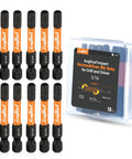 Impact Hex Bit Set 3/16 Inch 10 Piece with 1/4 Inch Hex Shank 2 Inch Long S2 Steel CNC Machined Tips Magnetic and Storage Box