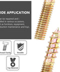 15 Pieces M8 Double Headed Hanger Bolts Yellow Zinc Plated Dowels Self Tapping Screws For Wood Furniture M8x80mm Durable Hidden Connectors