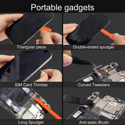 Using 45 Piece Precision Screwdriver Set With Case For Electronics Repair Including Flathead Phillips Torx Pentalobe Bits on various portable gadgets.