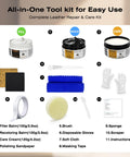 Image of All In One Leather Repair Kit With Recoloring Balm Filler And Conditioning Cleaner For Sofas Car Seats Jackets Purses Shoes
