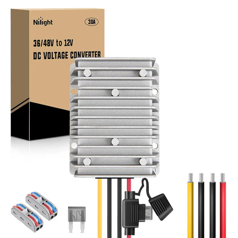 48V 36V To 12V Voltage Converter 360W 30A Regulator Step Down To 12V DC with accessories and box