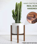 Dope Mid Century Plant Stand Made From Solid Acacia Wood, Handmade Indoor Plant Pedestal, Adjustable Width 8 To 12 Inches