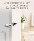 Cute door stopper included with Baby Proof Edge And Corner Guards for child safety and finger protection.