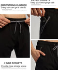 Close-up of Men's Quick Dry Swim Trunks With Zip Pockets And Drawstring Closure Built In Compression Liner For Modesty Split Leg Design Dope Beach Ready Swimwear Shorts Black XX Large