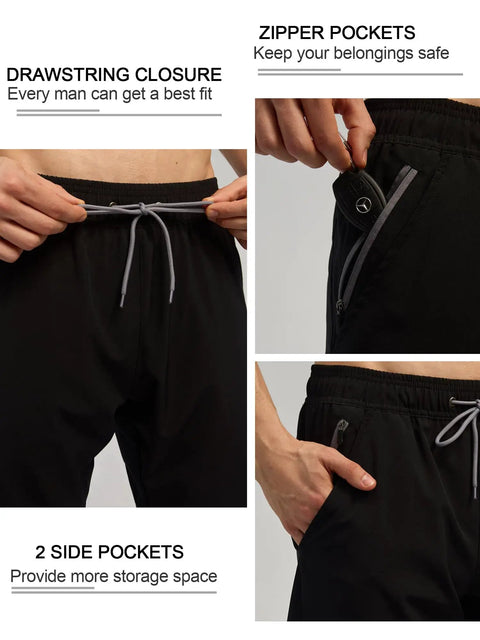 Close-up of Men's Quick Dry Swim Trunks With Zip Pockets And Drawstring Closure Built In Compression Liner For Modesty Split Leg Design Dope Beach Ready Swimwear Shorts Black XX Large