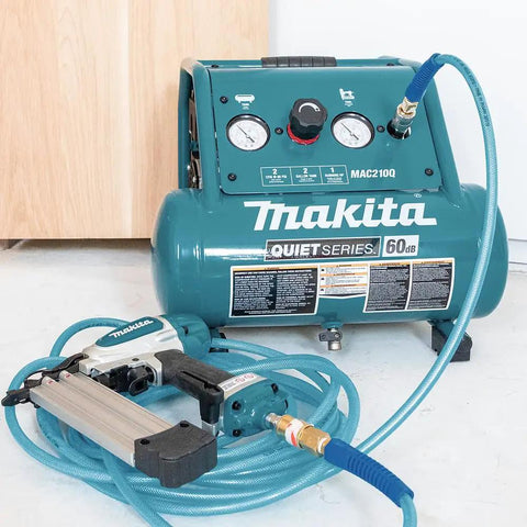 Kickass Quiet Electric Air Compressor, 1 Horsepower 2 Gallon Tank, Smooth Oil Free Pump Action, Heavy Duty Steel Cage on display.