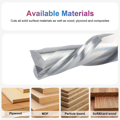 SpeTool spiral downcut router bit, 1/2 in shank, 1/2 in cutting diameter, solid carbide CNC end mill for wood.