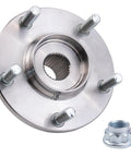 Front Passenger Side Wheel Bearing And Hub Kit For Lexus ES330 ES350 RX330 RX350 RX400h Toyota Avalon Camry And Highlander 2001 To 2016 Drop In Ready Easy Install Plug And Play OEM Quality Replacement Wheel Hub Bearing Set, showing the front view of the wheel hub with visible stud bolts and nut.