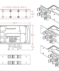 Technical drawing of DIN Rail Mount Bracket for Raspberry Pi UNO Mega 2560 BeagleBone Black and more industrial grade mounting solution.