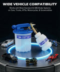 3L Vacuum Brake Bleeder Kit With Pneumatic Fluid Extractor, 1L Refilling Bottle, shown with vehicles on display