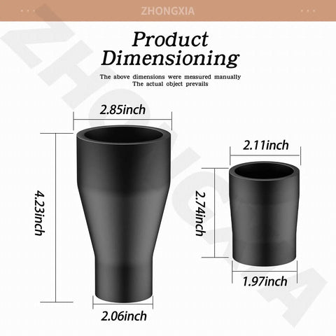 Dimensions of Super Handy Miter Saw Vacuum Adapter For Dust Collection Connects 1-7/8 Inch Vacuum Hose To 2-1/2 Inch Table Saw Outlet