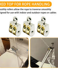 Four Pack 1.42 Inch Double Pulley Block Set For Lifting Heavy Duty Rope And Cable Stainless Steel Zinc Alloy in use with ropes