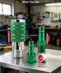 Heavy Duty One Half Inch Air Hose Fittings Kit With Quick Connect Coupler And Plugs, 300 PSI Industrial Iron, High Flow Set For Pneumatic Tools And Air Compressors, Built To Last, Includes Teflon Tape For Easy Install. 1/2" coupler, plugs, tape