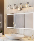 Modern 4 Light Bathroom Vanity Light Over Mirror With Crystal Glass Shade LED Wall Fixture in luxurious bathroom setting
