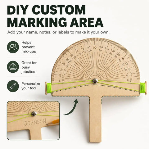 Premium Birch Wood Angle Finder Protractor With String Alignment For Rapid Zero To One Eighty Degree Readings for custom markings.