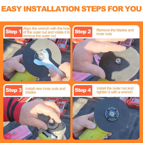 Step by step guide for Heavy Duty 3 Piece Angle Grinder Nut And Wrench Set 5/8-11 Thread Replacement installation process.