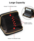 RFID Blocking Credit Card Holder Wallet, Slim Leather Card Case With Zippered Accordion Design, 9 card slots visible open