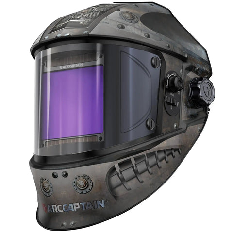 Auto Darkening Welding Helmet With Four Arc Sensors, Solar Powered, 1/1/1/1 Clarity, Beefy Viewing Screen, Side View