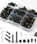 Pro Grade Motorcycle Fairing Bolt Kit Titanium Stainless Steel Universal Sportbike Fasteners M5 M6 Hardware Upgrade in storage box.
