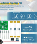 Breathing Light Soldering Practice Kit With LED Electronics Assembly components and tools layout for beginners DIY project.