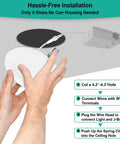 Hands installing 12 Pack Canless LED Recessed 4 Inch Ceiling Lights 1200 Lumens, 12W Equal to 150W, 5000K Daylight Wafer Downlights