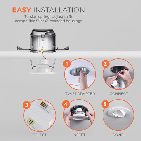 Upgrade Your Home With This Six Inch Led Recessed Lighting Retrofit Kit featuring installation steps and components.