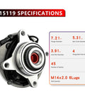 4WD Front Wheel Hub Bearing Assembly For Ford F150 2009 2010 6 Lug With ABS, flange and bolt specifications shown