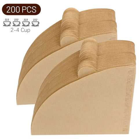Cone Coffee Filters Size 02 Unbleached, 200 Count, 2-4 Cup, Disposable Natural Paper Filters stacked in two piles