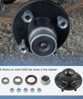 Trailer Idler Hub Kit Set Of 2 For 3500 Lb Axles, 5 On 5 Inch Bolt Pattern, One Half By Twenty Thread Size, parts displayed.