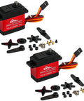 Two TD8135MG 360 Degree Continuous Rotation Servos with full metal gear, wires, and accessories for RC cars, 35kg.cm torque.