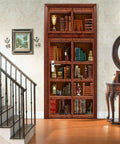 3D Door Mural Wallpaper Stickers Set For Home Decor Self Adhesive And Removable DIY Door Decals showing a bookshelf design