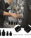 Black Steel Ball Socket Adapter Set Convert Tool Sleeves For Car Repair And Wrench Socket Transformation Fits Multiple Drive Sizes Heavy Duty Kit in use