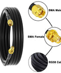 Coiled 15Ft RG58 SMA Extension Cable Male To Female 50 Ohm Low Loss Coaxial RF Pro Grade Jumper for radios and antennas