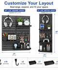 Heavy Duty Pegboard Wall Organizer Kit With Four 24x24 Panels, 60 Lb Total Load Capacity, Easy Installation, Includes 14 Accessories