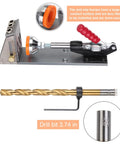 All Metal Pocket Hole Jig Kit for DIY Woodworking, Upgraded Dowel Screw Jig Set with clamps and 3.74 inch drill bit