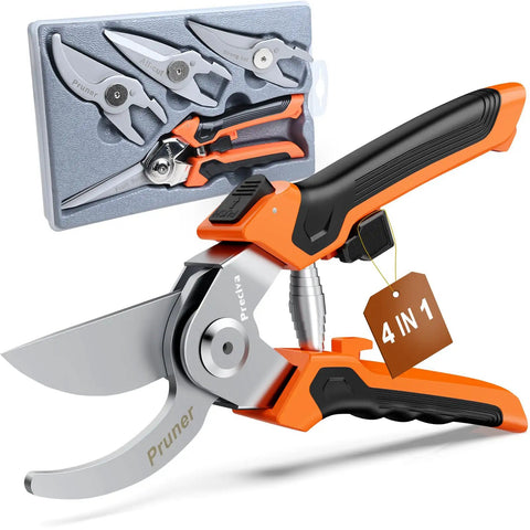 4 In 1 Garden Pruning Shears With Four Size Sharp High Carbon Martensitic Stainless Steel Blades Rustproof Wear Resistant