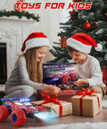 Children playing with 1:18 Scale RC Monster Truck With All Terrain Off Road Grip And Body Lights Headlights And Headlamps, 20kmh Top Speed, 2.4GHz Control, Rechargeable Toy Car Gift For Kids Aged 3 To 12, Christmas setting