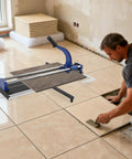 Heavy Duty 24 Inch Manual Tile Cutter For Ceramic And Porcelain Floors with tungsten blade cutting tile on the floor.