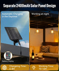 Separate 2400mAh solar panel for Top Rated Solar Pendant Chandelier Set Of Two With Smart Remote and Custom Hourly Timer.