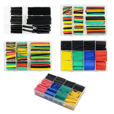 Top Quality Heat Shrink Tubing Kit With Assorted Sizes And Vibrant Colors For Superior Electrical Insulation Wire Repairs And Mechanical Protection Perfect For Electricians And DIYers Looking To Get Job Done Right Fast. Assorted heat shrink tubing in storage box