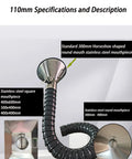 No Sweat Setup Heavy Duty Fume Extraction Arm 100 Cm Flexible Dust Collection Hose for Industrial Welding and Laser Marking, features stainless steel mouthpieces