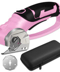 Cordless Electric Scissors For Crafting And DIY Projects With LED Light 4V Box Cutter And Cardboard Cutter Two Titanium Blades Rotary Cutter For Fabric Leather Carpet Plastic Crafting Tool With Storage Case Pink