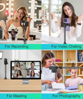 Durable Adjustable Camera Desk Mount Stand With Quarter Inch Screw And C Clamp For Overhead Tabletop Use, Vlog Rig shown in varied uses.