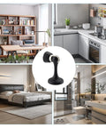 Heavy Duty Magnetic Door Stopper Keeps Interior Doors Securely Open Wall Mount with a rugged matte black zinc base in modern room settings.
