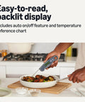 Person using Instant Read Digital Meat Thermometer With Water Resistant Design, Ultra Fast Two To Three Second Readouts in kitchen